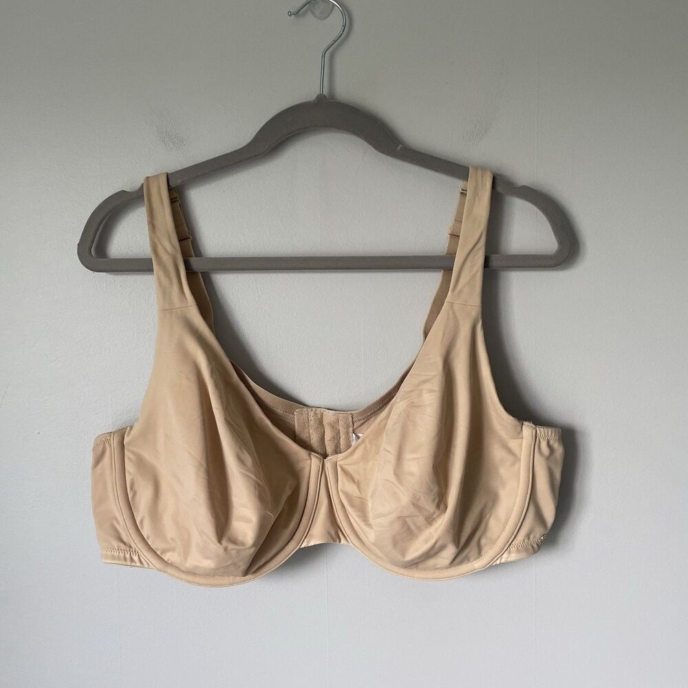 Cacique Unlined Full Coverage Underwire Bra Tan Nude Supportive Size 42DD